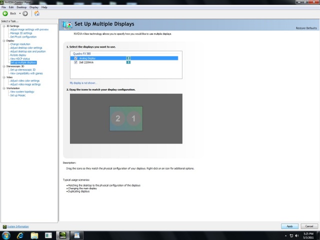 Screenshot of NVIDIA Control Panel Showing the Duplicated Screen