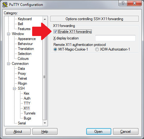 how to get putty to see xming