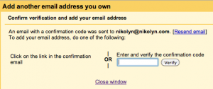 entering the confirmation code