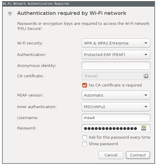 authentication box with setting and credentials