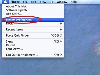 apple menu dropdown choosing preferences