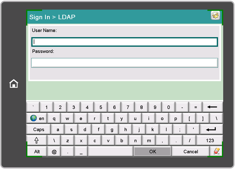 ldap login screen on scanner display