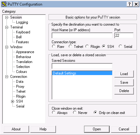 putty config window for windows