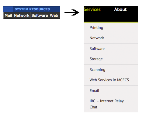 services section old to new mapping