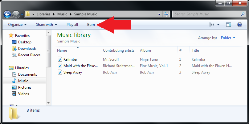 windows explorer showing files to be burned