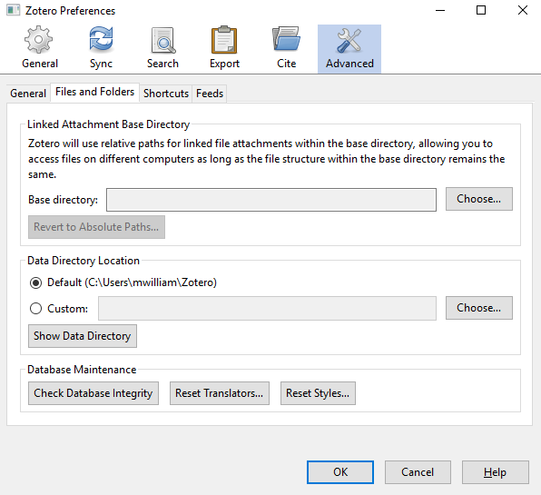Files and folders tab window