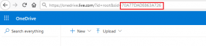 OneDrive URL with highlighted CID