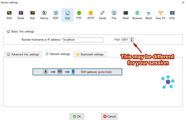 Setting for VNC Viewer in MobaXterm