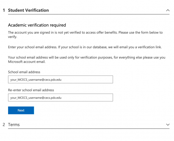 Enter your cecs.pdx.edu email address to verify you are an MCECS user