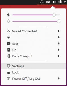 Ubuntu 20.04 System tray settings