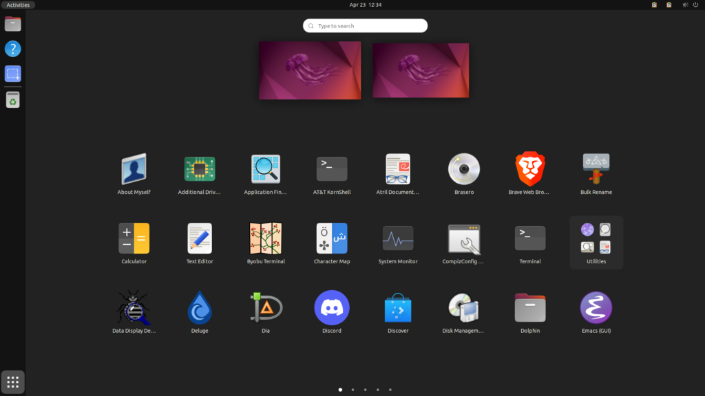 The Ubuntu application menu