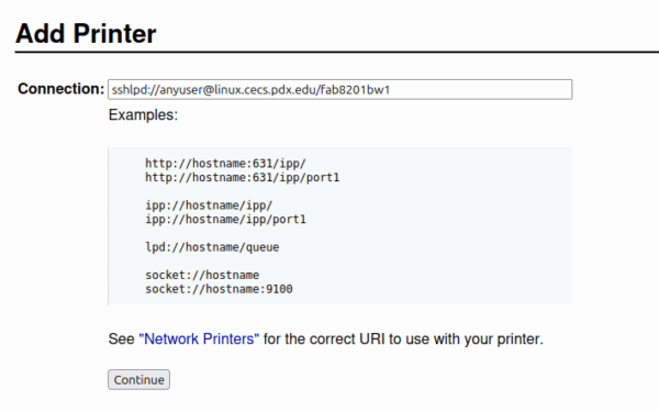 setting printer connection