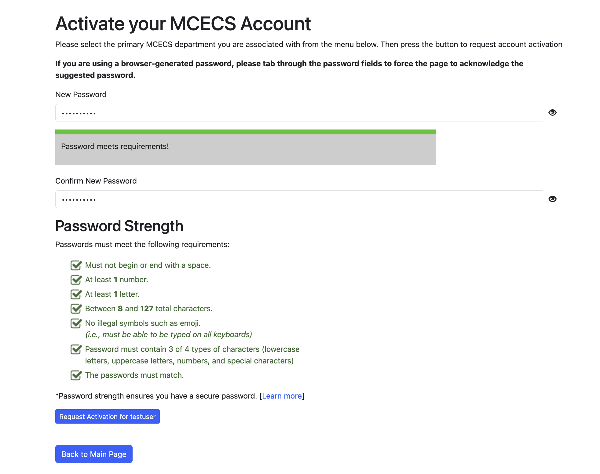 cram password set/reset page